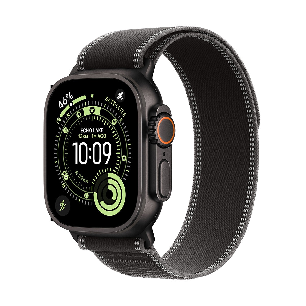 Apple Watch Ultra 3 GPS + Cellular 49mm Black Titanium Case with BlackCharcoal Trail Loop - ML