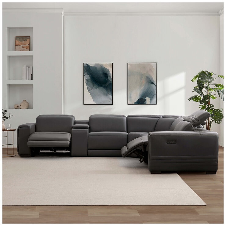 Aiden & Ivy Leather Power Reclining Sectional