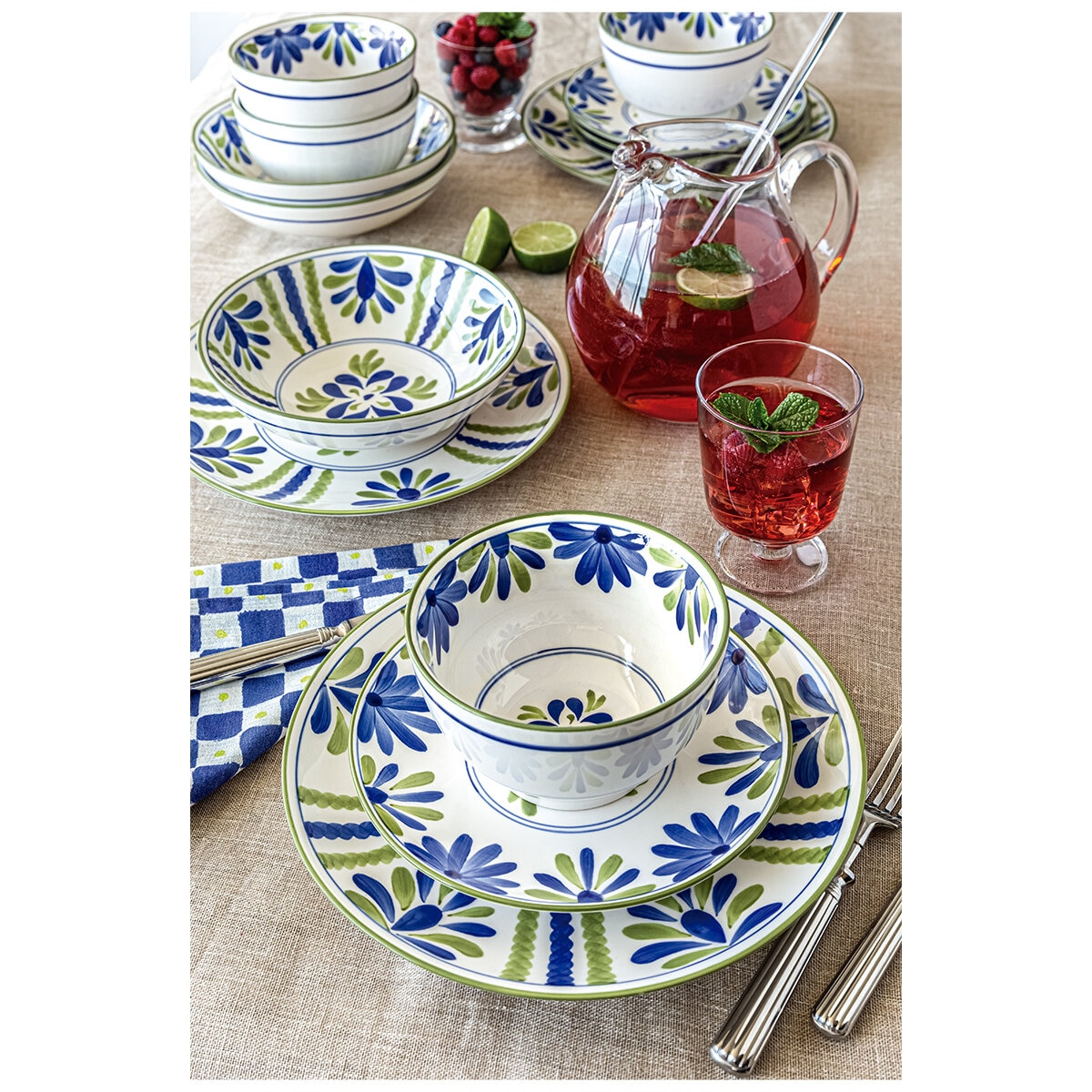 overandback Artisanal Handpainted Dinnerware Set 16 Piece