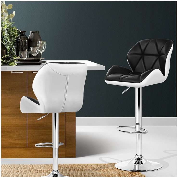 Artiss Black and White Gaslift Swivel Barstool 2 pack
