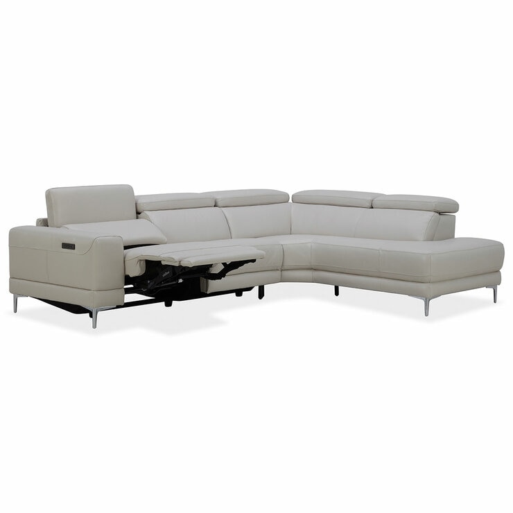 Aiden & Ivy Leather Power Sectional With Ratchet Headrest