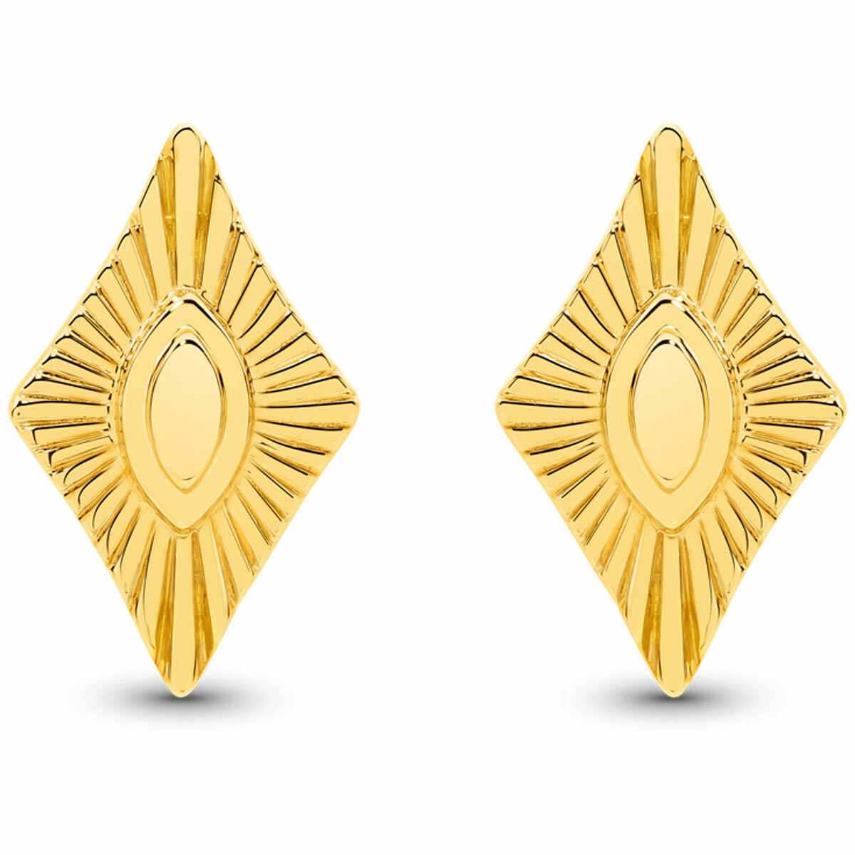18KT Yellow Gold Diamond Shaped Stud Earrings