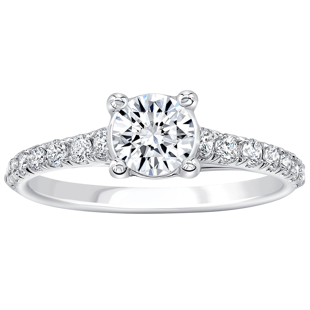 18KT White Gold 0.78ctw Diamond Ring With 0.50ctw Centre Stone