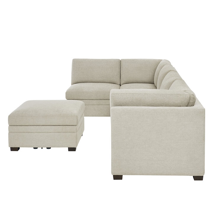 Thomasville 6 Piece Fabric Modular Sectional with Storage Ottoman/