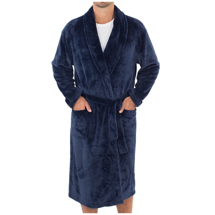 Gloster Men's Fleece Shawl Collar Robe Navy Costco Australia