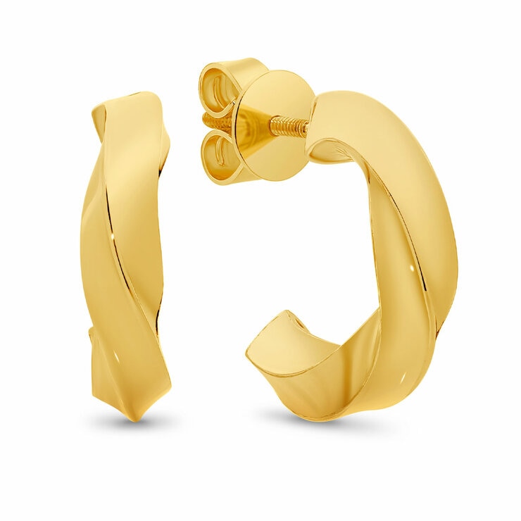 24KT Yellow Gold Twisted Half Hoop Earrings
