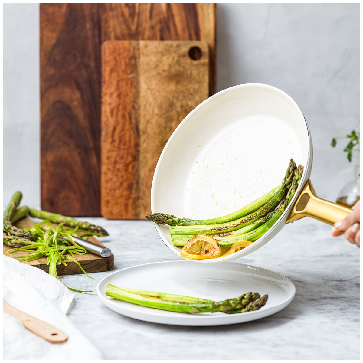 GreenPan Ceramic Non-Stick Frypan 2 Piece Set 26cm and 30cm Cream White