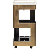 Wine Stash Miniature Bar Cart with Marble Top Industrial