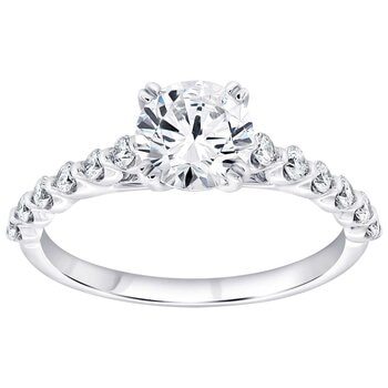 18KT White Gold 1.35ctw Diamond Bridal Ring With 1.00ct Centre Stone