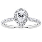 18KT White Gold 0.73ctw Diamond Pear Centre Halo Ring
