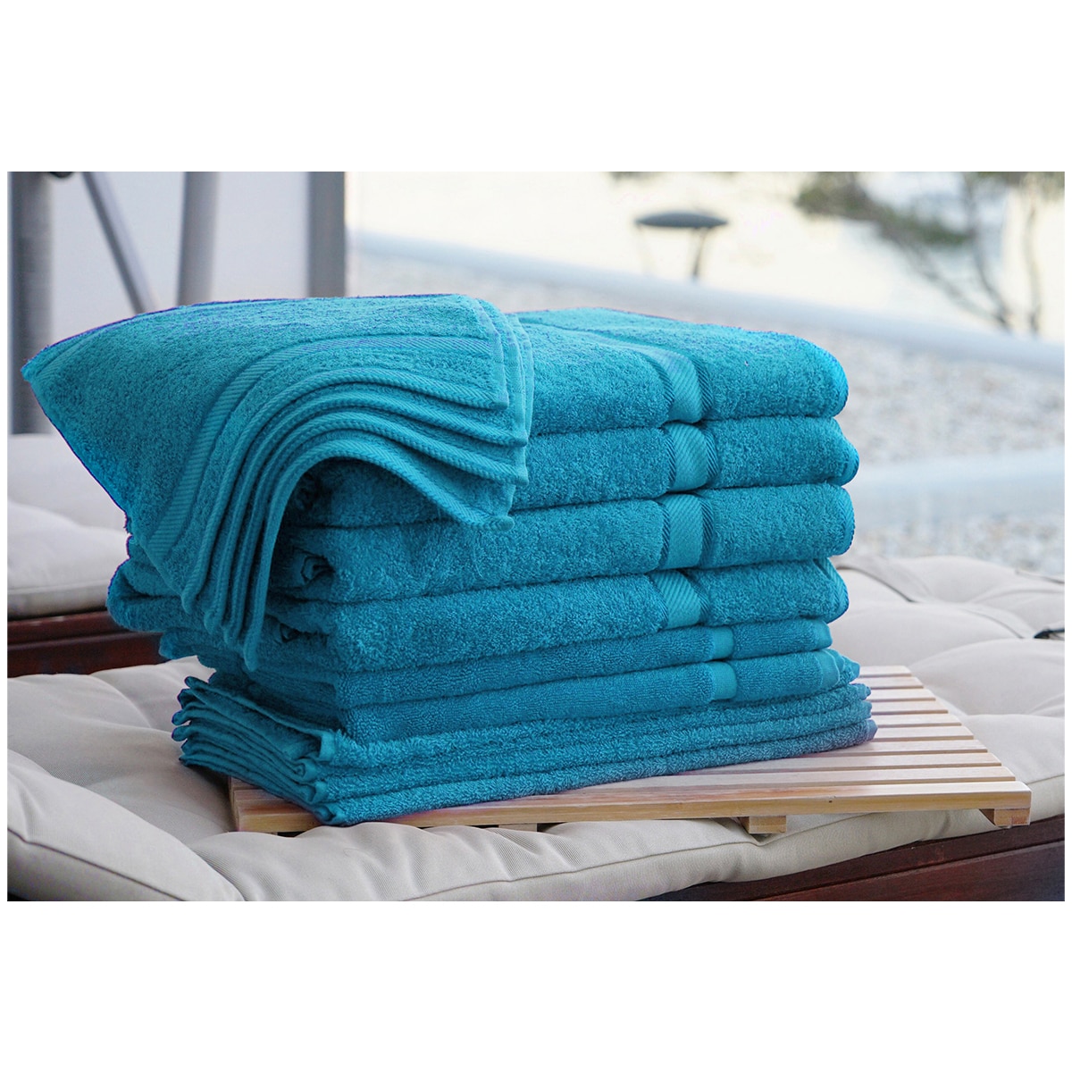 Kingtex Plain dyed 100% Combed Cotton towel range 550gsm Bath Sheet set 14 piece - Aqua