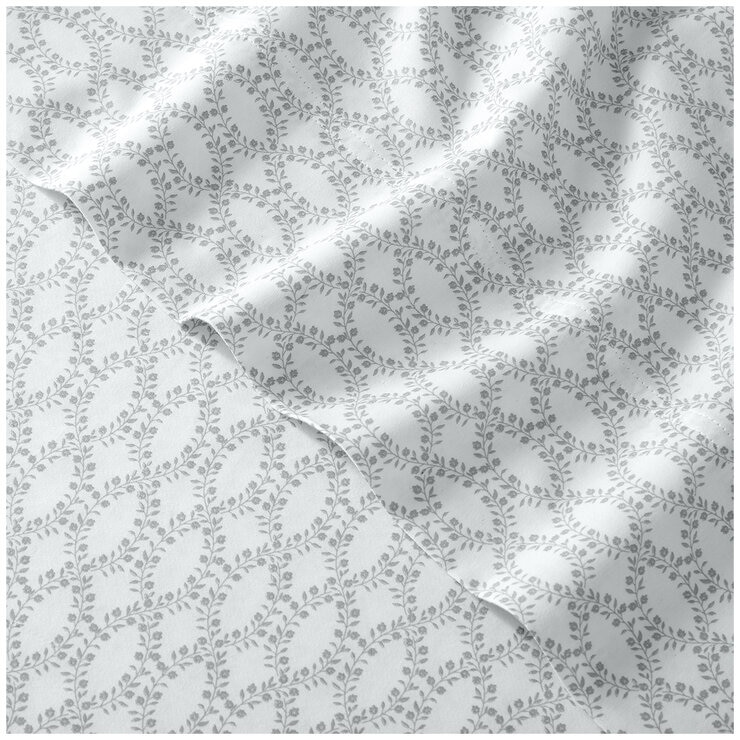 Purely Organic 300TC Cotton Sheet Set 4 Piece King Evelyn Block Vine Blue Purely Organic 300TC Cotton Sheet Set 4 Piece King Evelyn Block Vine Blue