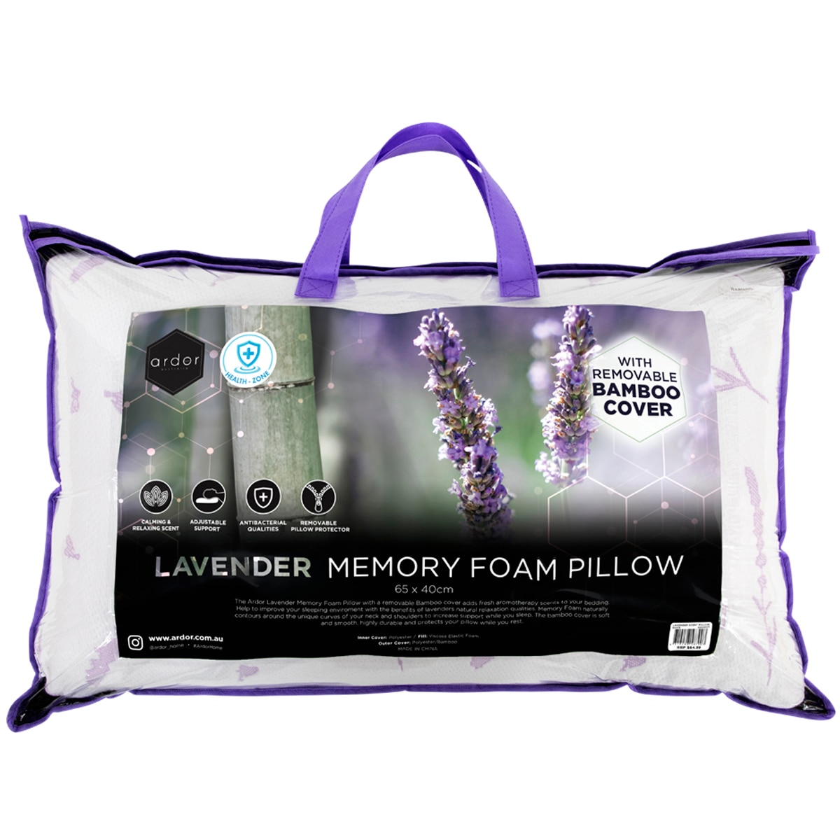Ardor Lavender Scented Memory Foam Pillow Costco Australia