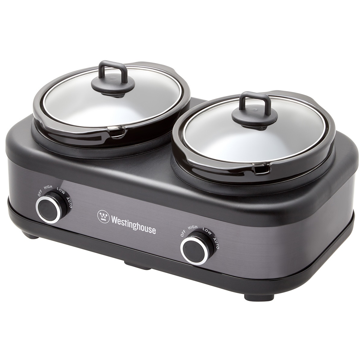 Westinghouse 2 X 2.5L Pot Slow Cooker, Black Stainless with Auto Function