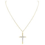 14KT White and Yellow Gold Cross Pendant on Chain