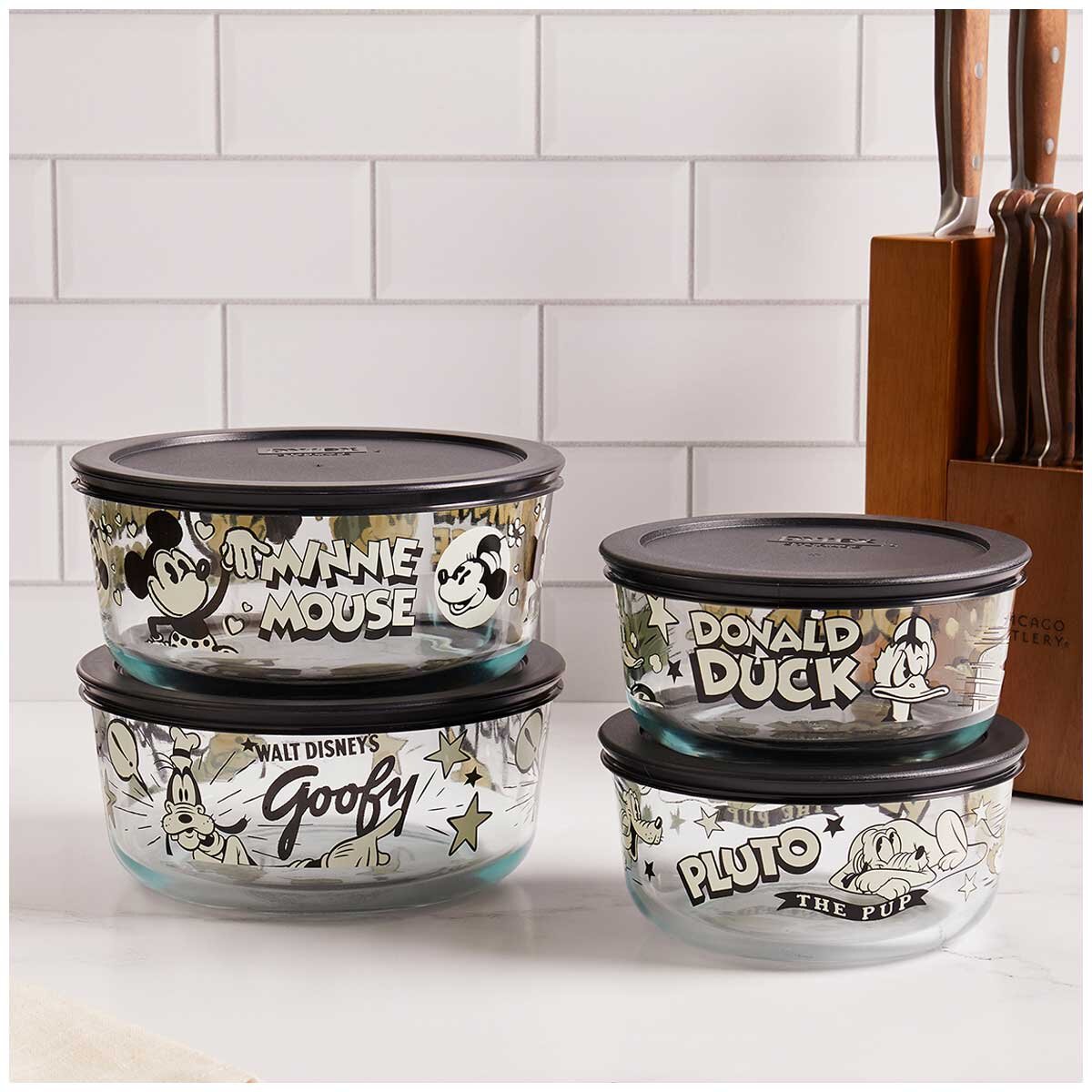 Pyrex Disney Glass Storage 8 Piece Set 100th Anniversary