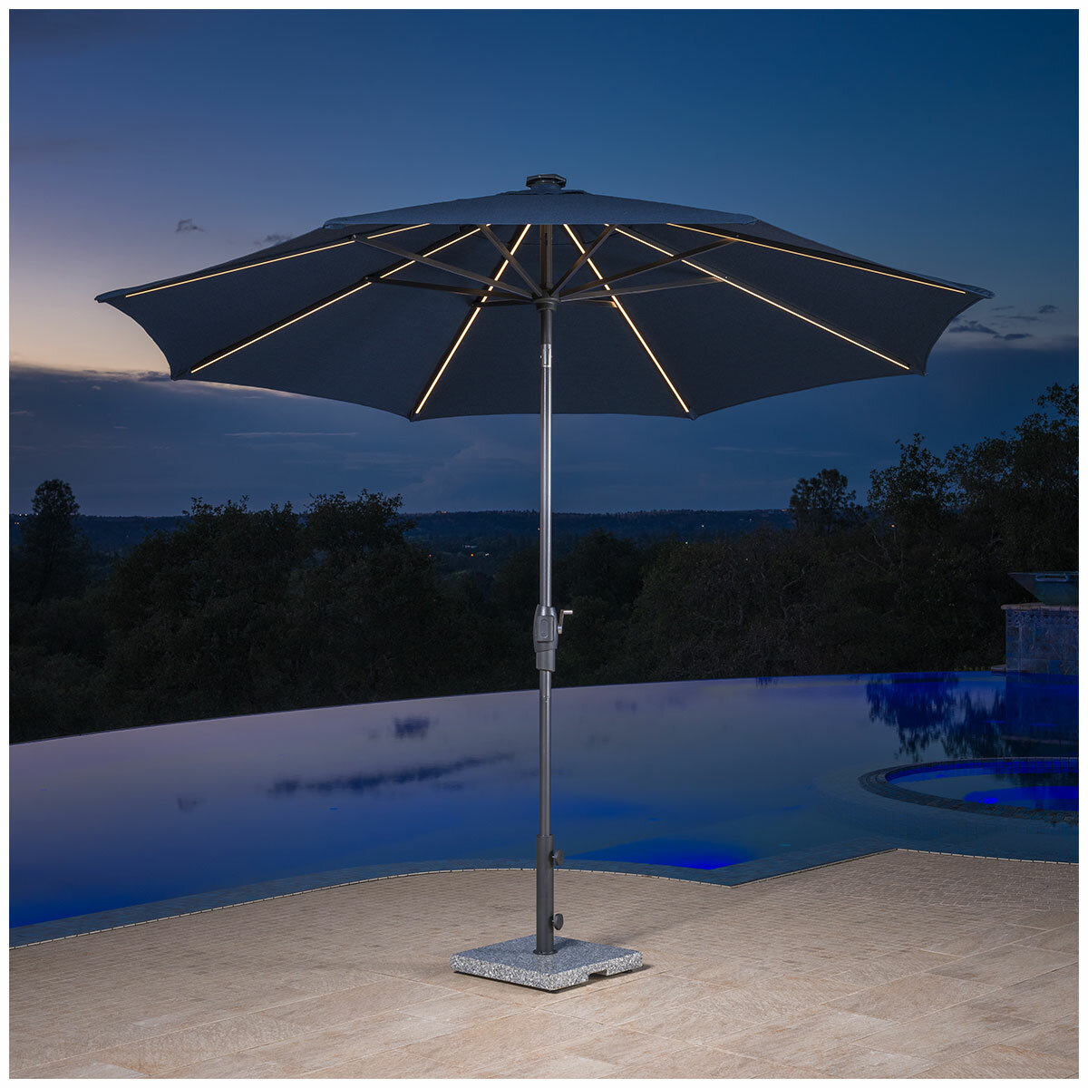 SunVilla Blue LED Market Umbrella 3M