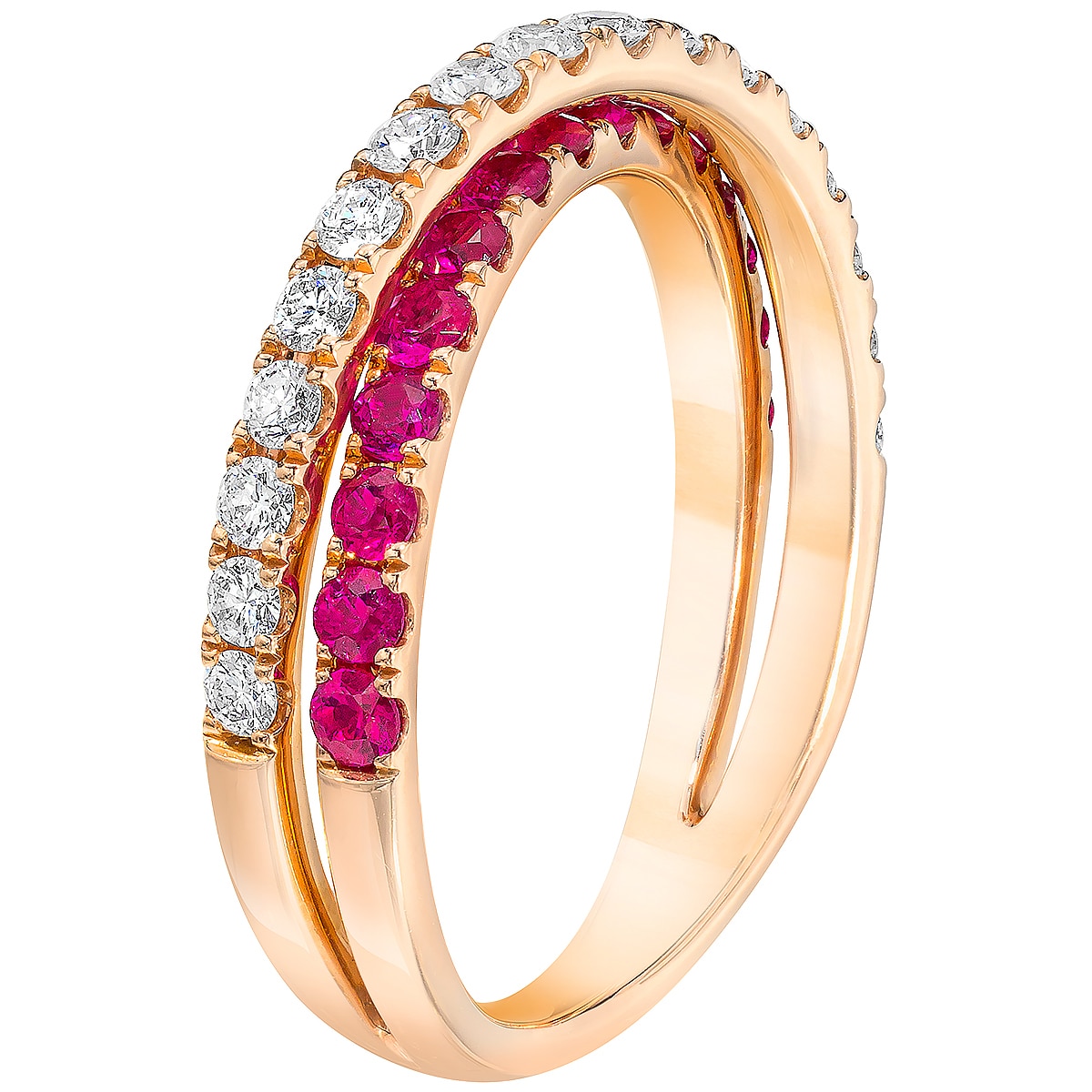 0.45ctw Diamond with Ruby Twist Ring