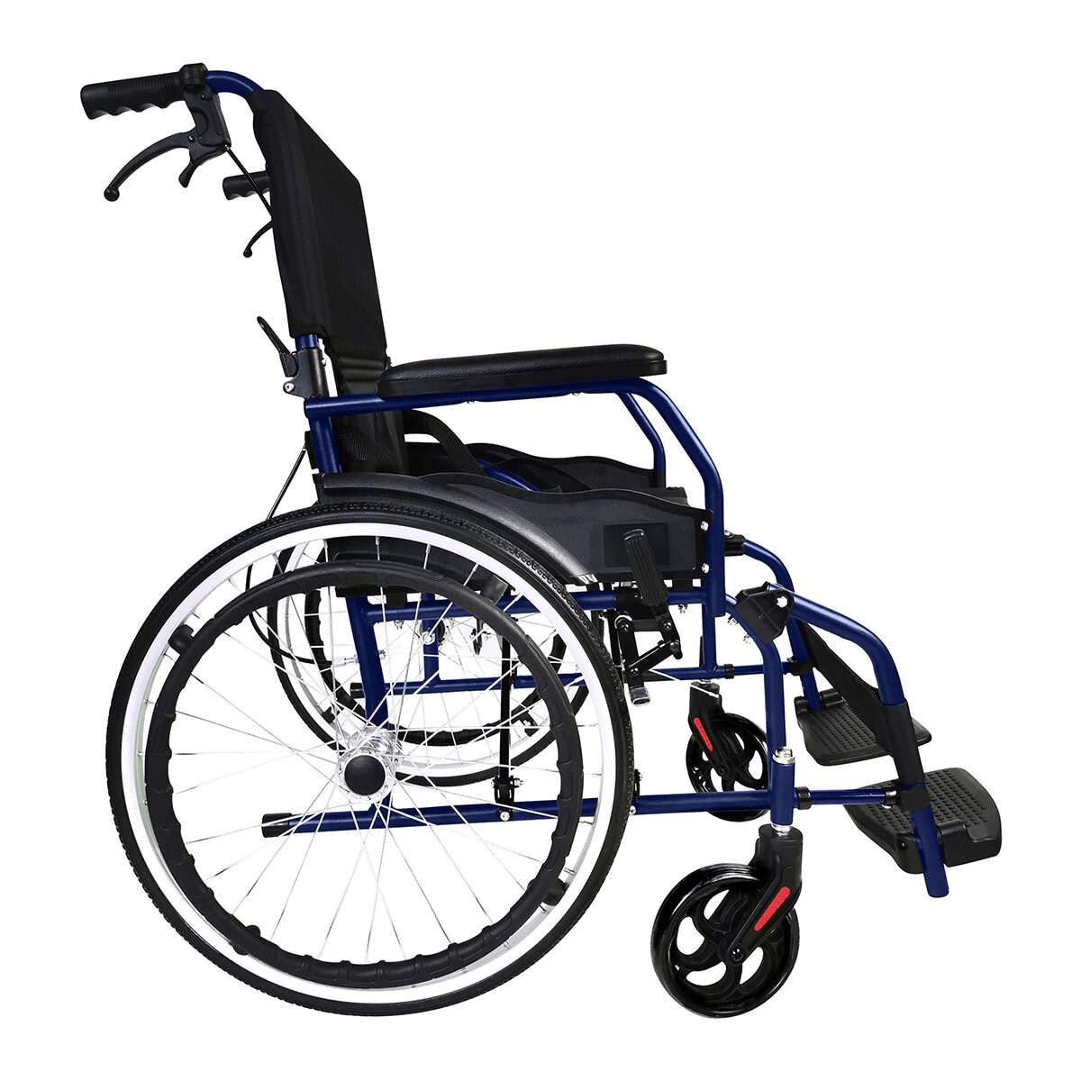 Altus Transport Wheelchair Lightweight Folding Self Propelled 20-inch Wheel - BLUE