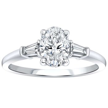 18KT White Gold 1.18ctw Diamond Oval Shaped Bridal Ring