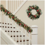 Pre-Lit Decorated Garland RedGold 2.74M