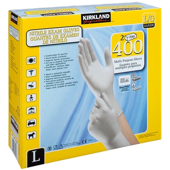 Kirkland Signature Large Nitrile Exam Gloves 2 x 200 Count