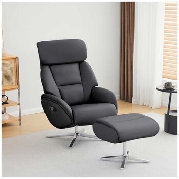 Northridge Home Leather Manual Recliner With Ottoman