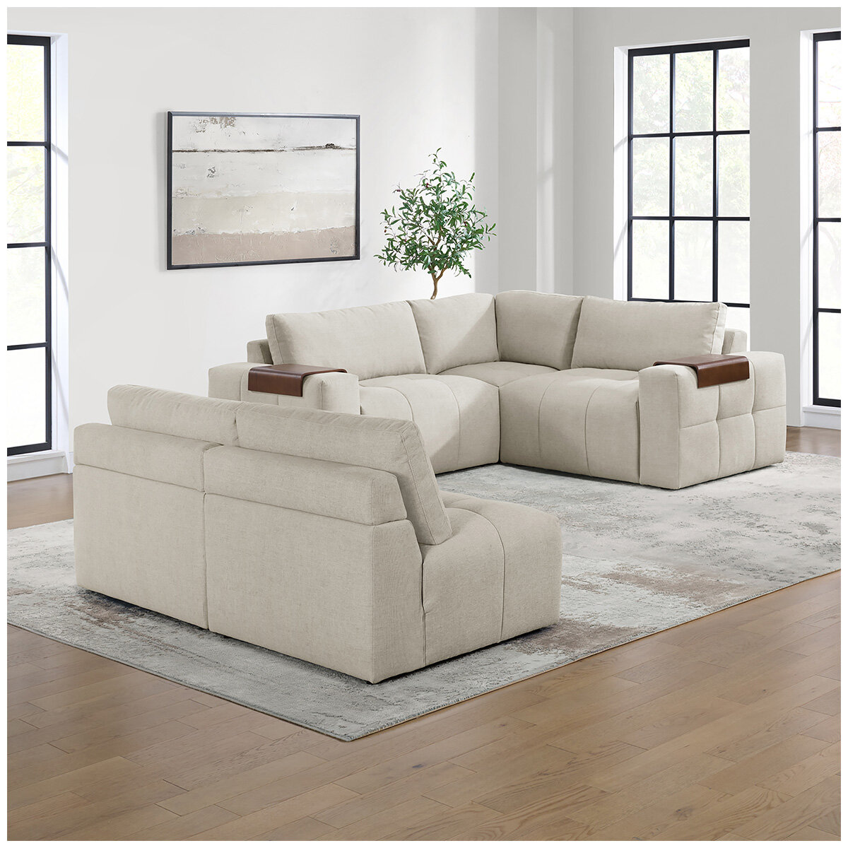 Aiden & Ivy Fabric Stationary Modular Sectional 6 Piece