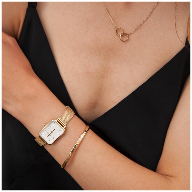 Daniel Wellington Quadro White Dial Evergold Strap Women's Watch DW00100556 Daniel Wellington Quadro White Dial Evergold Strap Women's Watch DW00100556