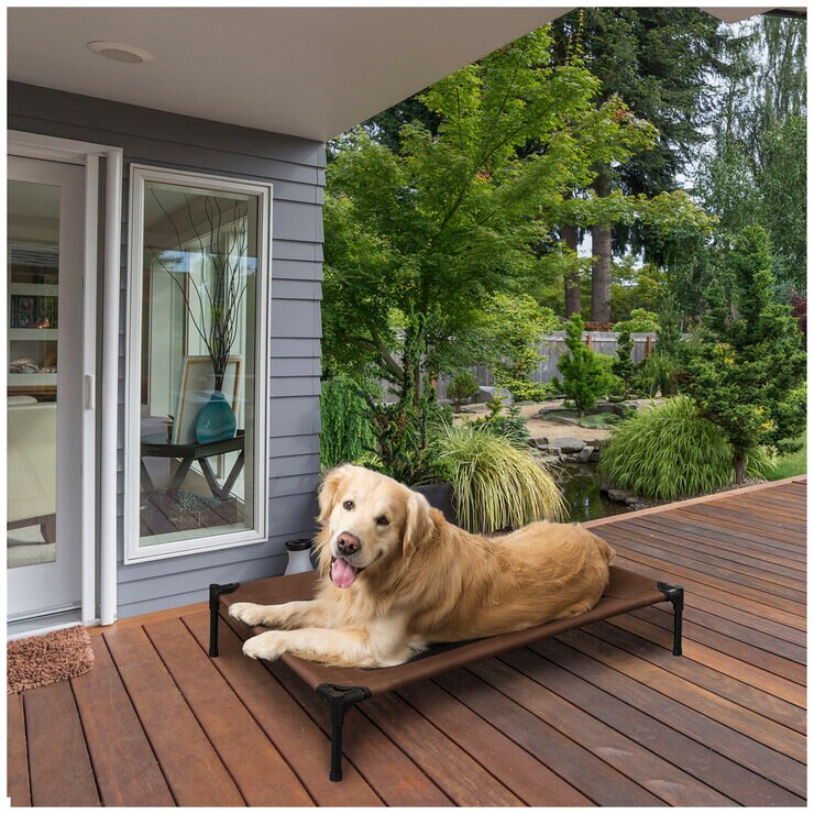 Solartec Elevated Pet Bed with Canopy Large Brown