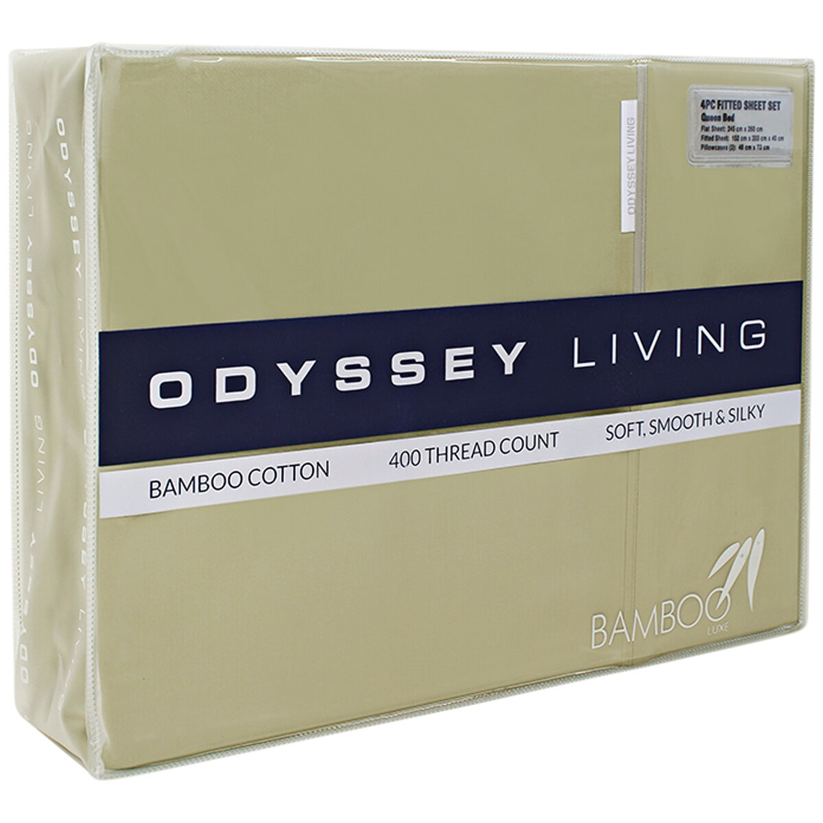 Odyssey Living 400TC Bamboo 4 Piece Sheet Set Queen Olive