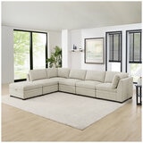 Thomasville 6 Piece Fabric Modular Sectional with Storage Ottoman/