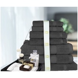 Kingtex 30% Bamboo & 70% Cotton 600gsm Bath Towel 7 piecec - Charcoal