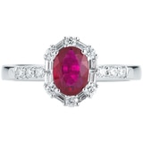 0.42ctw Diamond with Oval Ruby Centre Ring