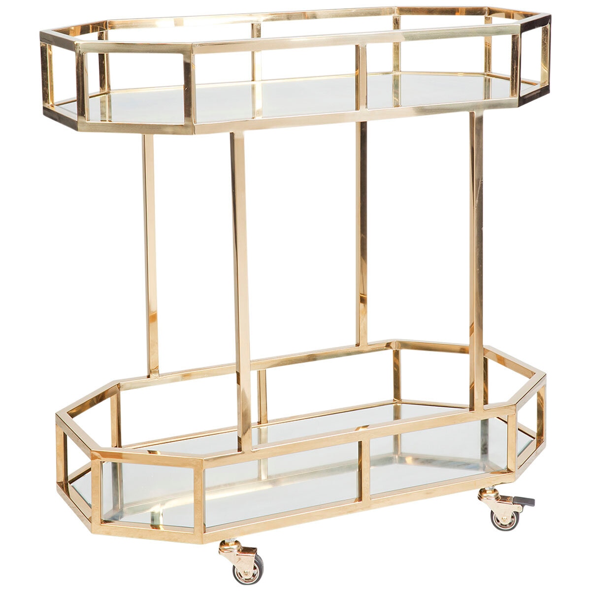 Cafe Lighting Brooklyn Mirrored Bar Cart Gold