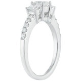 14KT White Gold 1.00CTW Princess & Round Cut Diamond 3 Stone Ring/