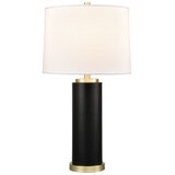 Bridgeport Designs Black Metal Cylinder Table Lamp Black and Honey Brass