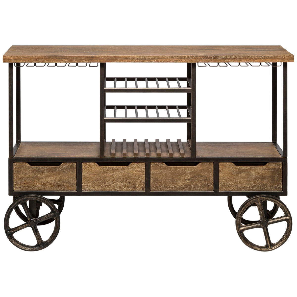 Wine Stash Wooden Bar Cart with Wine Storage