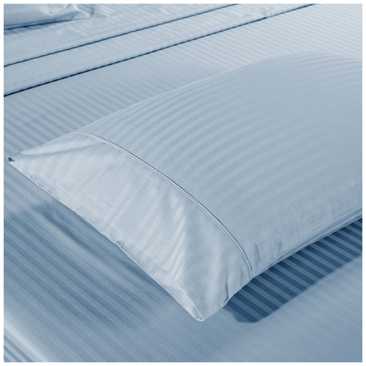 Bdirect Kensington 1200TC Cotton Sheet Set in Stripe - Double Chambray Blue