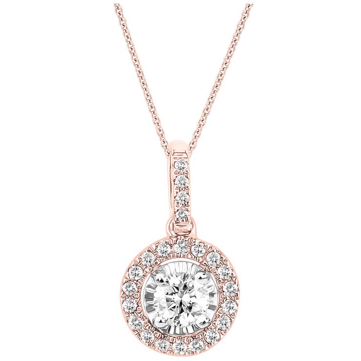 Round Brilliant Cut 0.33ctw Diamonds 18KT Two Tone Gold Pendant