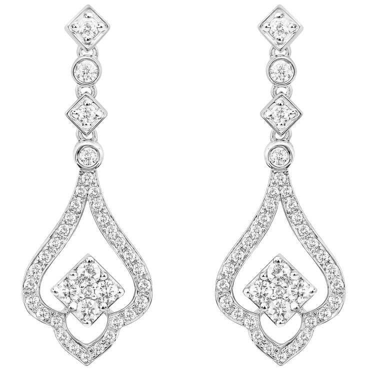 18KT White Gold 0.70ctw Diamond Earrings 18KT White Gold 0.70ctw Diamond Earrings