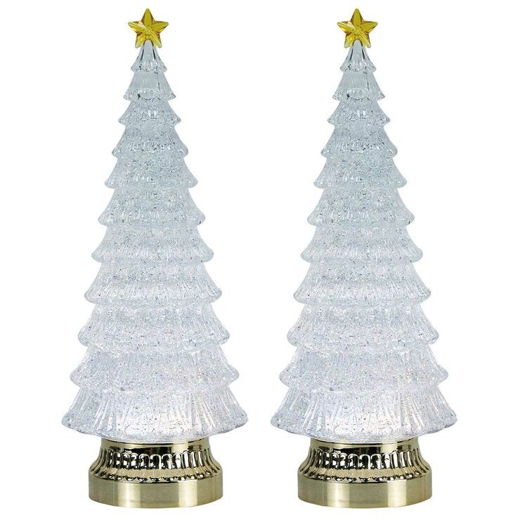 Glitter LED Christmas Trees Set of 2 Glitter LED Christmas Trees Set of 2