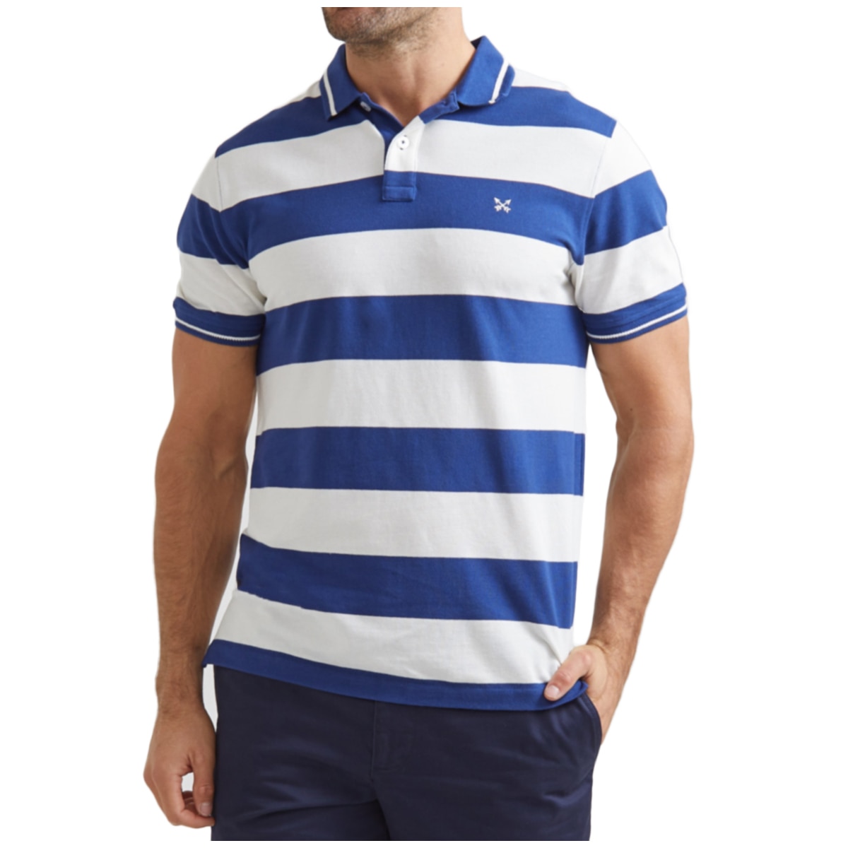 Sportscraft Polo stripe - Navy/White