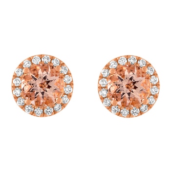 18KT Rose Gold Morganite and Diamond Earrings