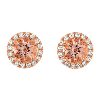 18KT Rose Gold Morganite And Diamond Earrings