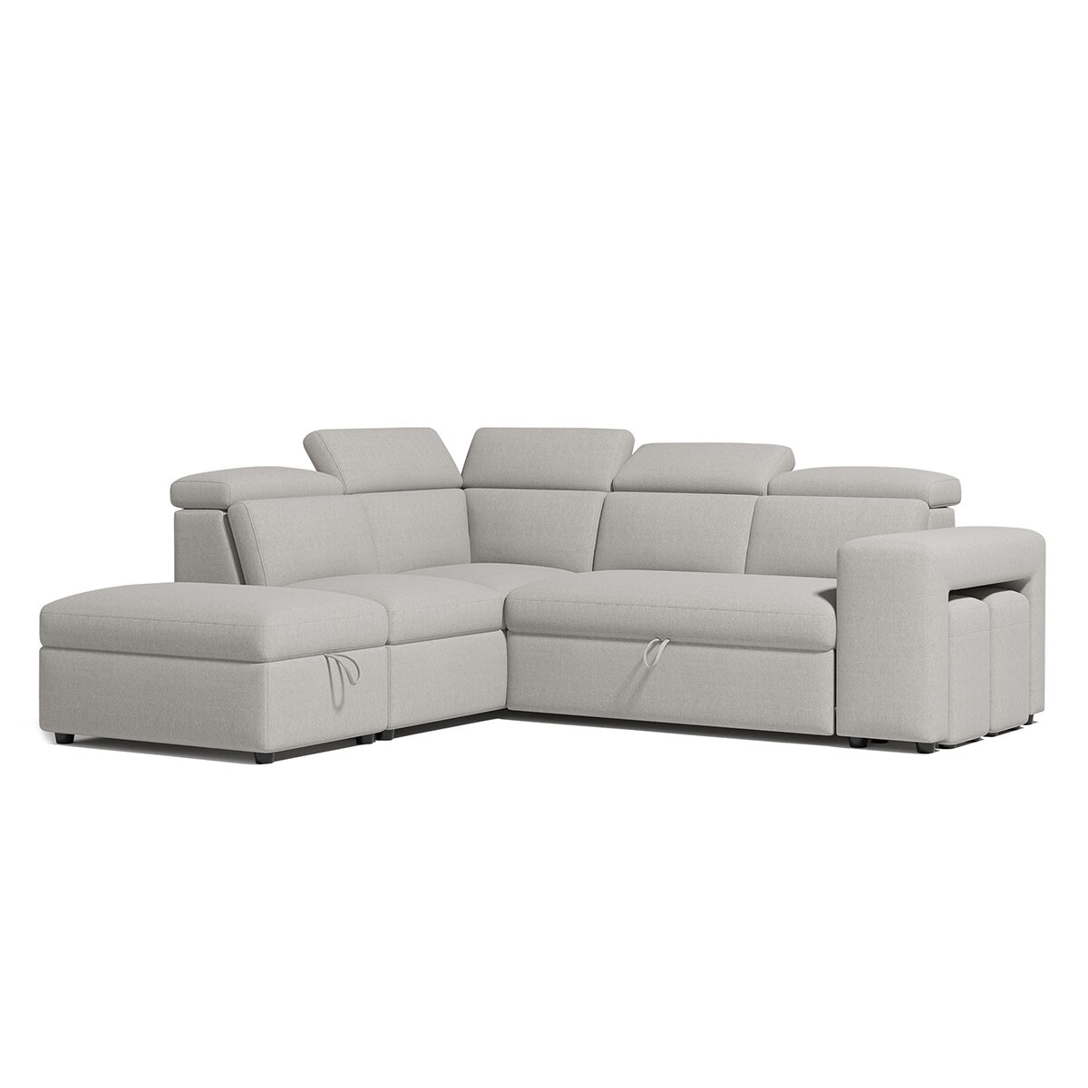 Valencia Finn Fabric Sectional Lounge Bed Left Storage Ottoman Light Grey Valencia Finn Fabric Sectional Lounge Bed Left Storage Ottoman Light Grey