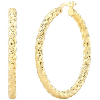 14KT Yellow Gold Twisted Round Hoop Earrings