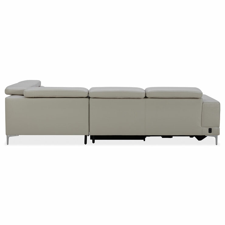 Aiden & Ivy Leather Power Sectional With Ratchet Headrest
