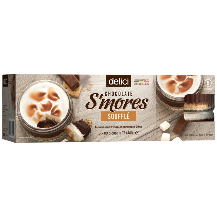 Delici Chocolate Smores Soufflé 6 x 80 gram Delici Chocolate Smores Soufflé 6 x 80 gram