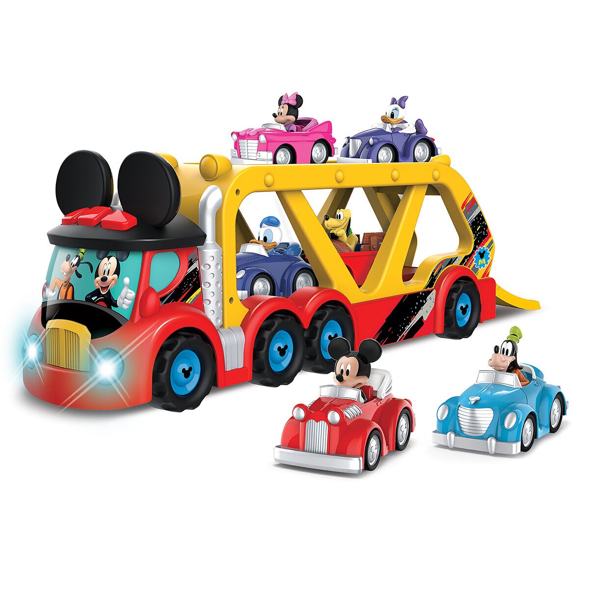 Hasbro Lights And Sounds Extra Large Hauler With 6 Vehicles Mickey